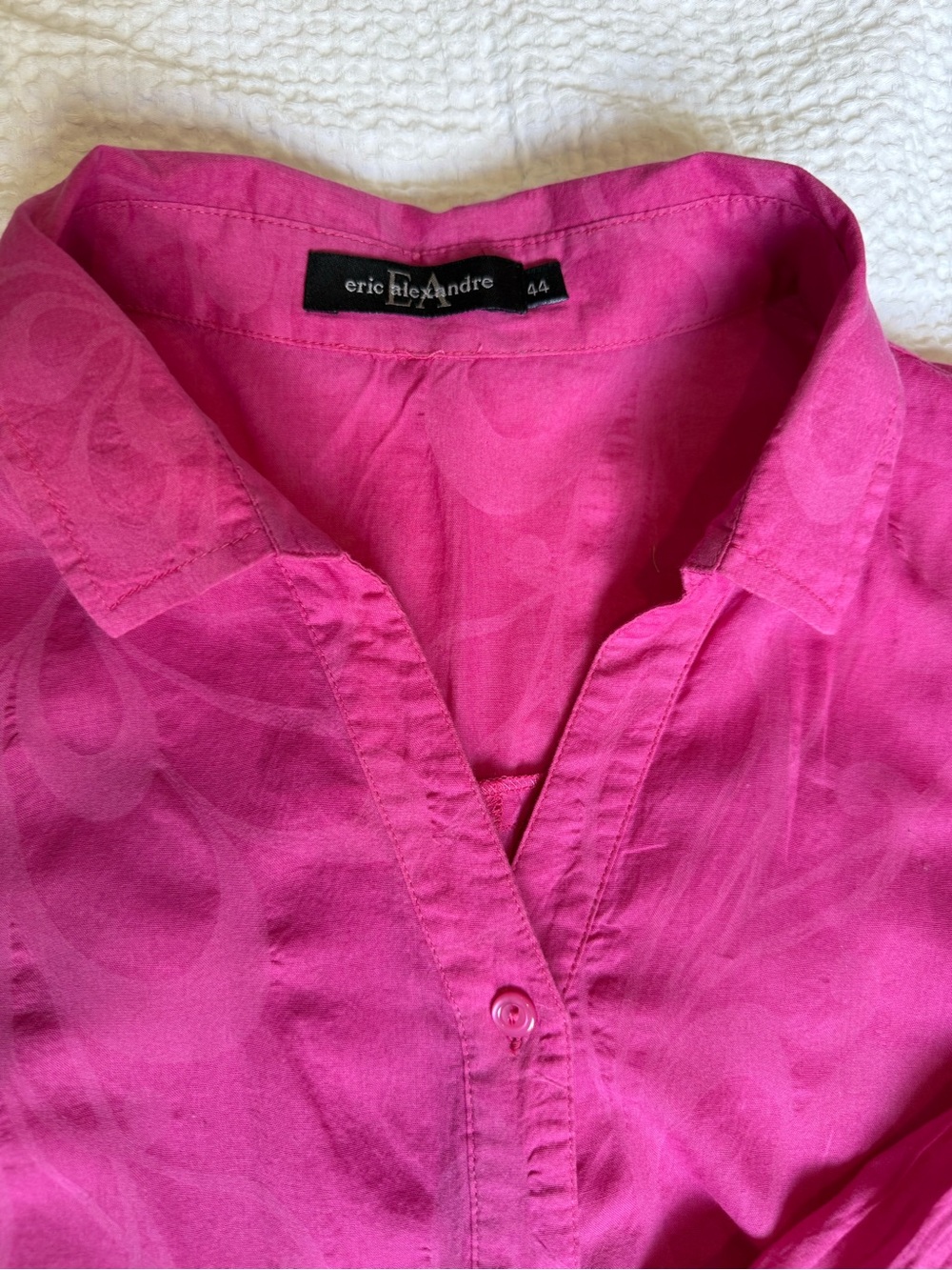 Bright Fuchsia Button-Front Tunic Top - Picture 3 of 4